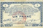 FRENCH EMERGENCY NOTES 1 franc Pas de Calais, Somme et Nord, Groupement de 70 communes. Billet. série 3C -