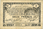 FRENCH EMERGENCY NOTES 2 francs Pas de Calais, Somme et Nord, Groupement de 70 communes. Billet. série 3G -