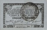 FRENCH EMERGENCY NOTES 50 centimes Pas de Calais, Somme et Nord, Groupement de 70 communes. Billet. série 1m -