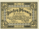 GERMANY - EMERGENCY NOTES (1914-1923) A - J 50 pfennig Bensheim. Stadt. Billet. -