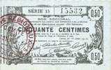 FRENCH EMERGENCY NOTES Aisne, Ardennes et Marne - Bon régional. Laon. Billet. 50 cmes 16.6.1916, série 15 -