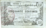 FRENCH EMERGENCY NOTES Aisne, Ardennes et Marne - Bon régional. Laon. Billet. 50 cmes 16.6.1916, série 6 -