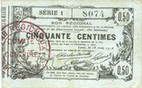 FRENCH EMERGENCY NOTES Aisne, Ardennes et Marne - Bon régional. Laon. Billet. 50 cmes 16.6.1916, série 1 -