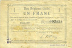 FRENCH EMERGENCY NOTES 1 franc Bohain (02). Ville. Billet. B.R.U. -