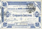 FRENCH EMERGENCY NOTES Cambrai (59). Ville. Billet. 50 cmes 30.10.1914, 2e série, numérotation en noir -