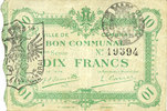 FRENCH EMERGENCY NOTES 10 francs Cambrai (59). Ville. Billet. 8.1.1916, 1ère série -