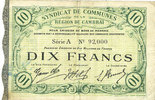 FRENCH EMERGENCY NOTES 10 francs Cambrai (59). Syndicat de Communes de la Région de Cambrai. Billet. 10.5.1916, série A -