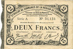 FRENCH EMERGENCY NOTES 2 francs Cambrai (59). Syndicat de Communes de la Région de Cambrai. Billet. 10.5.1916, série A -