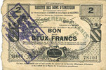 FRENCH EMERGENCY NOTES 2 francs Caudry (59). Société des Bons d'Emission. Billet. 3e émission, série 5 -