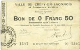 FRENCH EMERGENCY NOTES 50 centimes Crépy-en-Laonnois (02). Ville et communes voisines. Billet. -