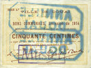 FRENCH EMERGENCY NOTES Douai (59). Ville. Billet. 50 cmes 30.8.1914, série A2, Essai (Muster) -