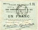 FRENCH EMERGENCY NOTES 1 franc Douai (59). Ville. Billet. 30.8.1914, série B6 -