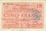 FRENCH EMERGENCY NOTES 5 francs Douai (59). Ville. Billet. 30.8 et 15.10.1914, nlle série, D1 -