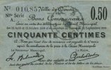 FRENCH EMERGENCY NOTES 50 centimes Douai (59). Ville. Billet. 30.8 et 15.10.1914, nlle série, A -
