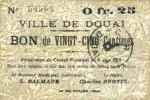 FRENCH EMERGENCY NOTES 25 centimes Douai (59). Ville. Billet. -