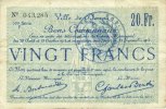 FRENCH EMERGENCY NOTES 20 francs Douai (59). Ville. Billet. 30.8 et 15.10.1914, nlle série, F -