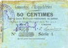 FRENCH EMERGENCY NOTES 50 centimes Esquehéries (02). Commune. Billet. 23.5.1915, série A (manque dans Pirot) -