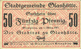 GERMANY - EMERGENCY NOTES (1914-1923) A - J 50 pf Glashütte. Stadt. Billet. -