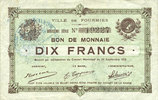 FRENCH EMERGENCY NOTES 10 francs Fourmies (59). Ville. Billet. 22.9.1915, 2e série -