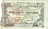 FRENCH EMERGENCY NOTES Fourmies (59). Bon Régional des Départ. du Nord, Aisne & Oise. Billet. 50 cmes 8.5.1915, série 44 -