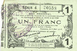 FRENCH EMERGENCY NOTES 1 franc Fourmies (59). Bon Régional des Départ. du Nord, Aisne & Oise. Billet. 8.5.1915, série 4 -