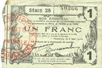 FRENCH EMERGENCY NOTES 1 franc Fourmies (59). Bon Régional des Départ. du Nord, Aisne & Oise. Billet. 8.5.1915, série 28 -