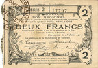 FRENCH EMERGENCY NOTES 2 francs Fourmies (59). Bon Régional des Départ. du Nord, Aisne & Oise. Billet. 18.6.1917, série 2 -