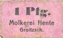 GERMANY - EMERGENCY NOTES (1914-1923) A - J 1 pfennig Groitzsch. Hente; Molkerei. Billet. -