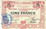 FRENCH EMERGENCY NOTES 5 francs Hénin-Liétard (62). Ville. Billet. 6.3.1916, série A -