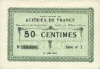 FRENCH EMERGENCY NOTES 50 centimes Isbergues (62). Société Anonyme des Aciéries de France. Billet. série 2 -