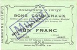 FRENCH EMERGENCY NOTES 1 franc Iwuy (59). Commune. Billet. 19.11.1914, Essai, sans numérotation, cachet Muster -