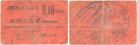 FRENCH EMERGENCY NOTES 10 centimes Lallaing (59). Commune. Billet. avec cachet belge supplémentaire au dos -