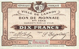 FRENCH EMERGENCY NOTES 10 francs Lannoy (59). Ville. Billet. 4e série, essai, sans numérotation. Annulation manuscrite -