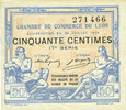 FRENCH EMERGENCY NOTES 50 centimes Lyon (69). Chambre de Commerce. Billet. 29.7.1920, 17e série -