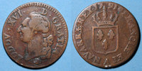 FRANZÖSISCHE KÖNIGLICHE MÜNZEN Louis XVI (1774-1793). Sol Sol 1791 A Deux petits coups / tranche, s+