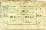 FRENCH EMERGENCY NOTES 50 centimes Malincourt (59). Commune. Billet. -