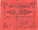 FRENCH EMERGENCY NOTES 5 centimes Marchiennes (59). Ville. Billet. . Carton rouge -