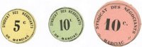 FRENCH EMERGENCY NOTES 5 centimes Marciac (32). Syndicat des négociants. Billets. 10 centimes (2ex) -