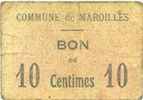 FRENCH EMERGENCY NOTES 10 centimes Maroilles (59). Commune. Billet. -