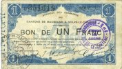 FRENCH EMERGENCY NOTES 1 franc Maubeuge & Solre-le-Château (59). Syndicat des Communes. Billet. -