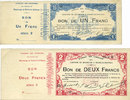 FRENCH EMERGENCY NOTES 20 francs Maubeuge & Solre-le-Château (59) Syndicat des Communes. Billets 1, 2, 5 séries 2, 6, 1,3 -