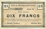 FRENCH EMERGENCY NOTES 10 francs Montigny-en-Gohelle (62). Ville. Billet. 9.11.1914, série M -