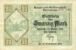 GERMANY - EMERGENCY NOTES (1914-1923) K - Z 20 mark Karlsruhe. Stadt. Billet. -