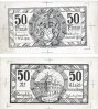 GERMANY - EMERGENCY NOTES (1914-1923) K - Z 50 pf Königshofen im Grabfeld. Stadt. Billet. 1.5.1919, essai uniface en noir Av: et Rv -