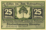 GERMANY - EMERGENCY NOTES (1914-1923) K - Z 25 pf Lähn (Wlen, Pologne). Städtische Sparkasse. Billet. avec signature, sans date -