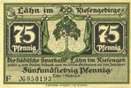 GERMANY - EMERGENCY NOTES (1914-1923) K - Z 75 pf Lähn (Wlen, Pologne). Städtische Sparkasse. Billet. avec signature, sans date -