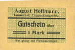 GERMANY - EMERGENCY NOTES (1914-1923) K - Z 1 mark Lamsdorf (Lambinowice, Pologne). Hoffmann August. Billet. -