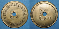 FRENCH EMERGENCY COINS 5 francs Paris (75). Restaurant Le Cardinal (Rue Richelieu). -
