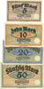 GERMANY - EMERGENCY NOTES (1914-1923) K - Z 5 mark Landsberg a. d. Warthe, Stadt, série de 4 billets 10 mark, 20 mark, 50 mark -
