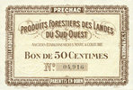 FRENCH EMERGENCY NOTES 50 centimes Villandraut (33). Produits Forestiers des Landes du Sud-Ouest. Billet. -